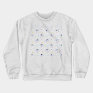 Kawaii Cute Raining Rainbow Clouds Pattern Crewneck Sweatshirt